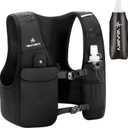 Running Vest for Women Men, Lightweight Breathable Hydration Vest with 500ml Soft Flask, Adjustable Reflective Running Vest with Pockets for Trail Running Hiking Medium-Black