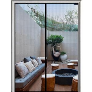 Magnetic Screen Door Mesh-New Upgraded Magnets & Strengthen-Heavy Duty-Durable Fiberglass Mesh Curtain with Weights in Bottom-Full Frame Magic Seal-Fits Door up to 34''x82''-Black