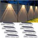 Solar Fence Lights Outdoor - 2700/4000/6000K 3 Modes, IP65 Waterproof Fence Solar Lights Outdoor, Fence Light Solar Powered for patio decor/Railing/Step and Wall - Unique Housewarming Gifts（8 Pack)