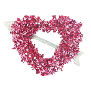 Holiday Home Valentine's Heart Tinsel Wreath with Arrow, Set of 2