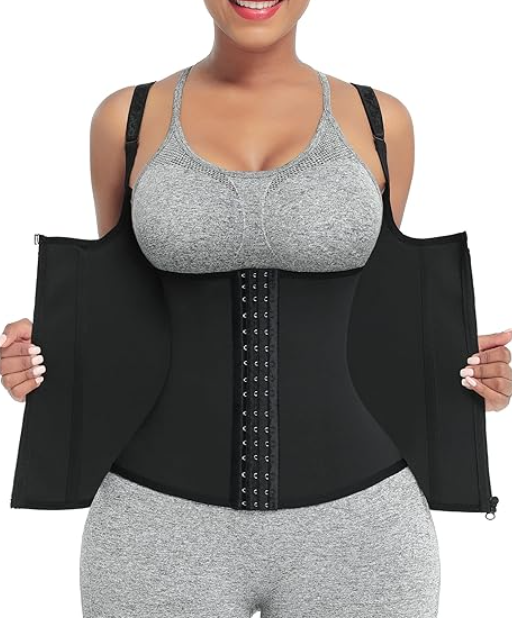 FeelinGirl Waist Trainer for Women Corset Vest Body Shaper Cincher Trimmer Tank Top Sport Girdle with Steel Bones, 3xl, Black