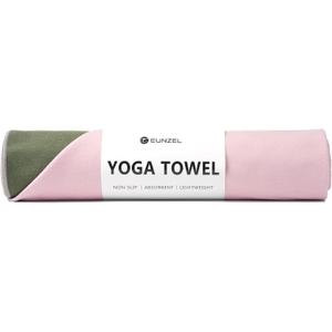Eunzel Hot Yoga Towel, Reversible Two-Tone Non-Slip Yoga Mat Towel, Sweat Absorbent for Hot Yoga, Pilates and Workout, 72" x 26.5", Army Green& Pink