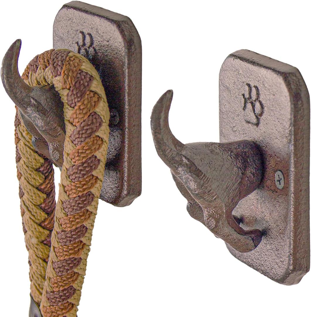2 Pack Cast Iron Dog Leash Holder for Wall - Dog Butt Hooks Organizer - Heavy Duty Wall Hooks For Keys, Coat, Harness, Hat, Bag, Towel - Rustic Decorative Pet Leash Hook - Gifts for Pet Lovers