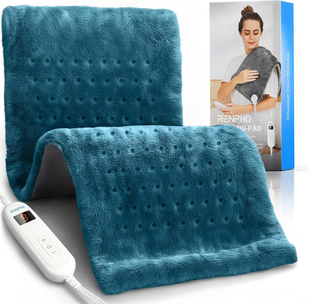 RENPHO Heating Pad for Back/Neck/Shoulder/Knee/Leg Pain Relief, 12x24'' Electric Heating Pad for Period Cramps, FSA HSA Eligible, Birthday Gifts for Women Men, ETL Certified (Blue)