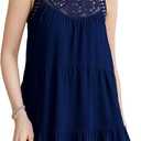 Mettclasi Women's Summer Crochet Tiered Halter Dress, Loose Fit Casual Hollow Out A-Line Sundress Boho Beach Vacation Dress. L