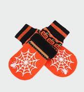 EXPAWLORER Anti Slip Dog Socks to Prevent Licking Paws, Dog Shoes for Hot Pavement, Dog Booties for Small Medium Large Senior Dogs, Traction Control Boots & Paw Protectors for Hardwood Floors 3 pcs, Halloween Orange