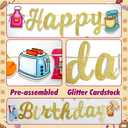 Bake Themed Birthday Banner, Sweet Chef Birthday Banner, Baking Birthday Party Decor, Cookout Themed Party Decorations, Bakery Supplies, Gold Glitter