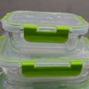 UMEIED 10 PACK Glass Food Storage Containers with Leak Proof Lids, Glass Airtight Meal Prep Containers Set for Lunch, On the Go, Leftover, Kitchen Pantry Organizers and Storage (Green)