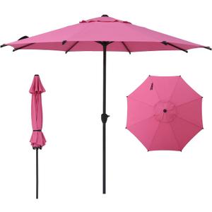 Abba Patio 9FT Lyon Outdoor Patio Umbrella Outdoor Table Umbrella with Crank Market Umbrella 8 Sturdy Ribs UV Protection Waterproof and Push Button Tilt for Garden Deck Backyard Pool,Pink