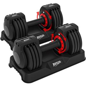 25lbs Adjustable Dumbbells Set, Dumbbells with Anti-Slip Metal Handle for Exercise & Fitness Fast Adjust Weight for Full Body Workout Fitness