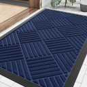 Smiry Front Door Mat Outside Entrance, Heavy Duty Outdoor Indoor Natural Rubber Doormat, Non Slip, Trap Dirt and Moisture, Easy Clean, Low Profile Patio Porch Entryway Mat, 29.5x17, Navy Blue