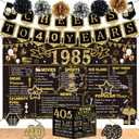 40th Birthday Decorations for Men Women, 16PCS Back in 1985 Party Banner Decorations, Including Vintage Backdrop, Cheers to 40 Years Banner, 7 Hanging Swirl, Poster Anniversary Card, 6 Paper Poms