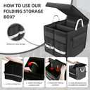 55L Car Trunk Organizer with Reflective Stripes.1680D Polyester Folding Car Organizer with Reinforced Handles, Folding and Multi-Compartment, Storage for SUV, Truck, Sedan (Black, 28L)