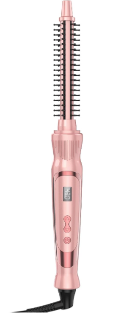 Heated Round Brush 1/2 Inch Small Curling Brush,Volumizing Thermal Brush 0.5 Inch Ceramic Tourmaline Heated Hot Ionic Iron, Tiny Curling Wand Hair Styler Tool (Pink, 0.5 inch)