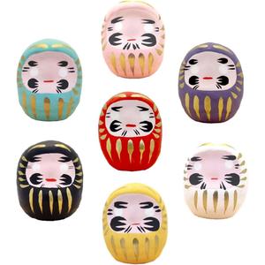 EDOYA Daruma Dolls (Set of 7) Japanese Good Luck Fortune Multicolor Figurine Ornament Traditional Charms