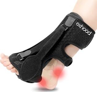 exhood Plantar Fasciitis Night Splint, Plantar Fasciitis Relief Brace, 3 Adjustable Straps Relief Brace for Foot Drop, Achilles Tendonitis & Heel Pain - Day & Night Support (Black)