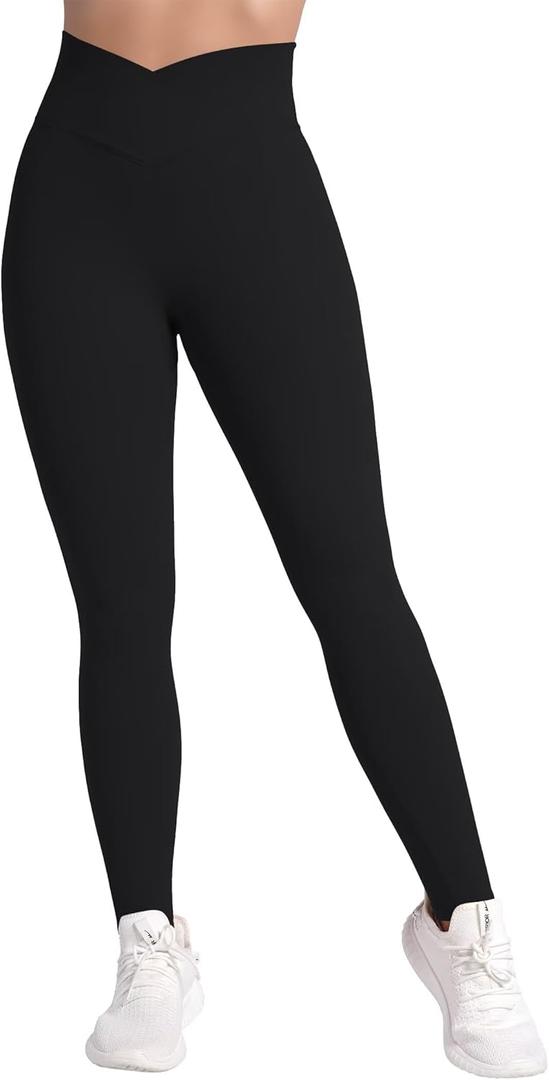Sunzel Sunlissia Hidden Butt Lifting Scrunch Workout Leggings for Women Crossover High Waist Yoga Pants with Tummy Control (Medium, Black)