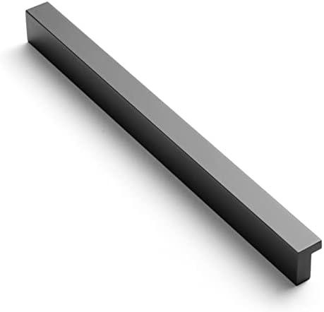 Goo-Ki Cabinet Handles 12PCS - Black Drawer Pulls 6-1/4 in (160mm) Hole Centers - Tilted Solid Drawer Handles for Kitchen Cabinet Pulls - Finger Pull