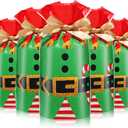 Tiamon 50 Pcs Christmas Drawstring Gift Bags Xmas Holiday Present Wrapping Bags Christmas Elf Gift Bag with Drawstring for Xmas Holiday Birthday Presents Party Favor Wrapping