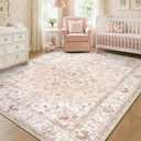 CAPALOCA 7x9 Washable Nursery Girls Low Pile Area Rug Pink
