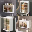 DASITON Wall Mounted Large Capacity Makeup Organizer,Dustproof Cosmetic Organizer,Bathroom Organizers and Storage,Skincare Organizers for Vanity,Bedroom(White 01)