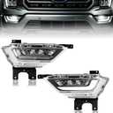 Driver Side LED Fog Light Compatible with 2021-2023 Ford F-150, Left Driver & Right Passenger Front Bumper Lamp with Bulbs, No Wiring Harness, Replaces FO2592259 19629200 ML3Z15201C