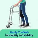 Medline Lightweight Junior/Lower Height Folding Walker with 5 Wheels
