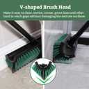 Eyliden Double-Sided Floor Scrub Brush, 65.5'' Long Handle, V-Shaped Head Brushes for Crevice and Corner Cleaning, No-Scratch Effortless Grout Brush for Floor Joint Tile Seams Bathroom Kitchen (Green)