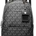 Michael Kors Sable Extra Small Covertible Messenger Backpack (One Size, Silver-tone Hardware/Tonal Mk Signature Nylon/Black)