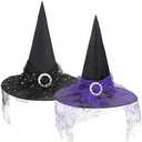Century Star Kids Witch Hat Girls Lace Halloween Hat for kids Youth Teens Halloween Decorations Party Cosplay