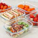 KOMUEE 30 oz 5 Pack Glass Meal Prep Containers, Glass Storage Containers with Lids - Dishwahser, Microwave, Oven and Freezer Safe