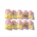 Handmade Short Duck Press On Nails, Precious Bee, 10 Pieces Reusable Acrylic False Nails, Size Large