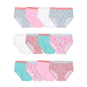 , 12 pcs, Fruit of the Loom Toddler Girls' Toddler Girls' Tag-free Cotton Underwear, 4 T