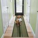 Beeiva Striped Green Runner Rug, 2x6 Washable Runner Rugs for Hallway Entryway, Mordern Stain Resistant High Traffic Geometric Non Slip Bathroom Runner Runners for Bathroom Entry Porch Bedroom