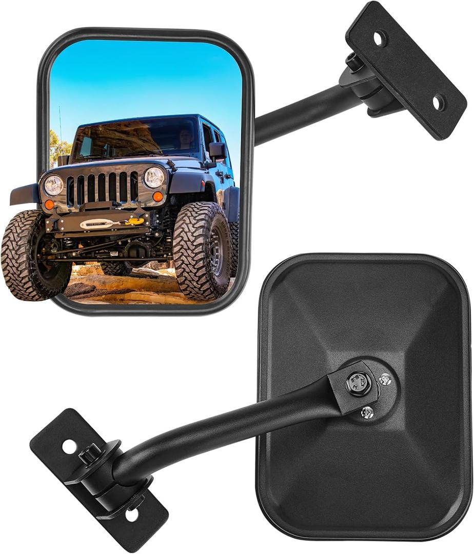 JOYTUTUS Mirrors Doors Off Compatible with Wrangler TJ JK JKU 1997-2018, Easy-Install Side View Mirrors, No Vibration & Wobble, Does Not Fit on Doors