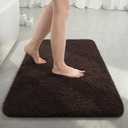 LOCHAS Bathroom Rug 36x24 Inch, Soft Thick Absorbent Microfiber Bath Rugs for Bathroom, Machine Washable, Shaggy Plush Non Slip Bath Mat for Tub, Shower Floor, Quick Dry Mats, Brown