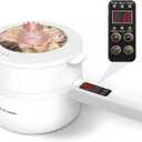 Electric Hot Pot,1.8L Electric Cooker Steamer, Multifunctional Non-stick Pan,Suitable For Ramen, Steak, Egg,Rice, Oatmeal, Soup Smart Button, Gold