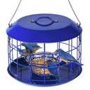 Kingsyard Bluebird Feeders for Outdoors Hanging, All Metal, Cage Mealworm Bird Feeder with Tray, Squirrel Proof & Weatherproof, Easy to Refill & Clean (Blue)