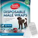 Simple Solution Disposable Male Wraps, Absorbent Leak Proof Belly Bands for Dogs, Incontinence Aid, Puppy Training, Marking Control, and Travel Protection, Medium Dogs, 15-23 Inch Waist, 30 Count