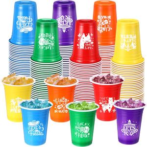 Ziliny 60 Pack Mexican Party Decorations Fiesta Cups Taco Supplies 12 oz Disposable Plastic Cups for Taco Mexican Theme Birthday Wedding Party Decorations