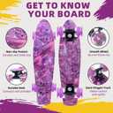 Nattork Skateboards 22 Inch Mini Cruiser Skateboard Complete Retro Skate Boards with Colorful Light Up Wheels for Kids Girls Boys Beginners