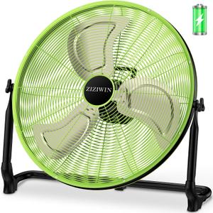 18'' Rechargeable Battery Operated Floor Fan, Portable Cordless Camping Fan Outdoor, Long Lasting Battery Powered Fan, 360° Tilt, Wireless, USB Output, for Home Gazebo Greenhouse Outside Gym