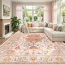 RELEANY Washable Area Rug, Large 10'x14', Pink/Light Pink/Colorful