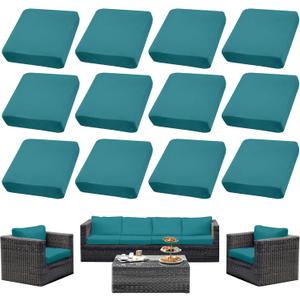 12PCS Patio Cushion Covers,Patio Furniture Couch Seat Slipcovers，Washable Furniture Protector, Replacement for Sofa Sectional Chair