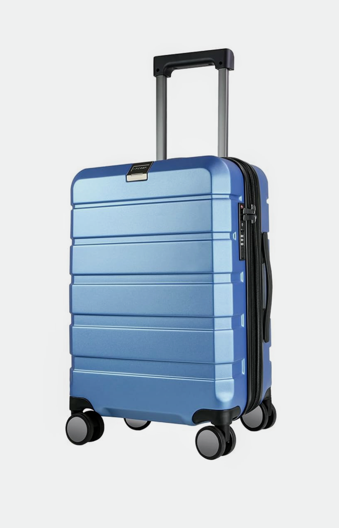 KROSER Hardside Expandable Carry On Luggage with Spinner Wheels & Built-in TSA Lock, Durable Suitcase Rolling Luggage with USB Port, Carry-On 20-Inch, Light Blue