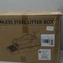 Enclosed Stainless Steel Cat Litter Box with Lid, XL Extra Large Litter Box for Big Cats, Metal Litter B-ox High Sided, Never Absorbs Odors, Non-Sticky, Anti-Leakage, Easy Cleaning (Grey)