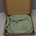 Linchiey Boho Hanging Fruit Baskets for Kitchen with Hooks and Deco Flowers, 3 Pack handwoven Cotton hanging basket, Wall Basket for Vegetable Potato Onion Home Produce Storage (green)