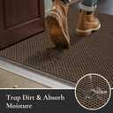 Dirt Trapper Door Mat 24"x 36", Non Slip Washable Doormat, Stain Removal and Absorbent Welcome Mat, Dog Door Mats,Low Profile Entrance Floor Mats for Front Back Door,Brown
