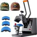 VEVOR 4-in-1 Heat Press Machine for Hats with 6x3inches Curved Teflon-Coated Heat Plate, Easy Temperature Control Non-Slip Base, Four Replaceable Elements 6x3/6.7x2.7/6.7x3.8/8.1x3.5inches (Black)