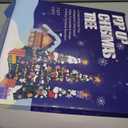 5 FT Pop Up Christmas Tree with Timer Lights and Decorations, Green Tinsel Artificial Christmas Tree with 24 Balls Ornaments, Collapsible Pencil Tree for Xmas Home Office Party Decor (Dark Green - White Edges)